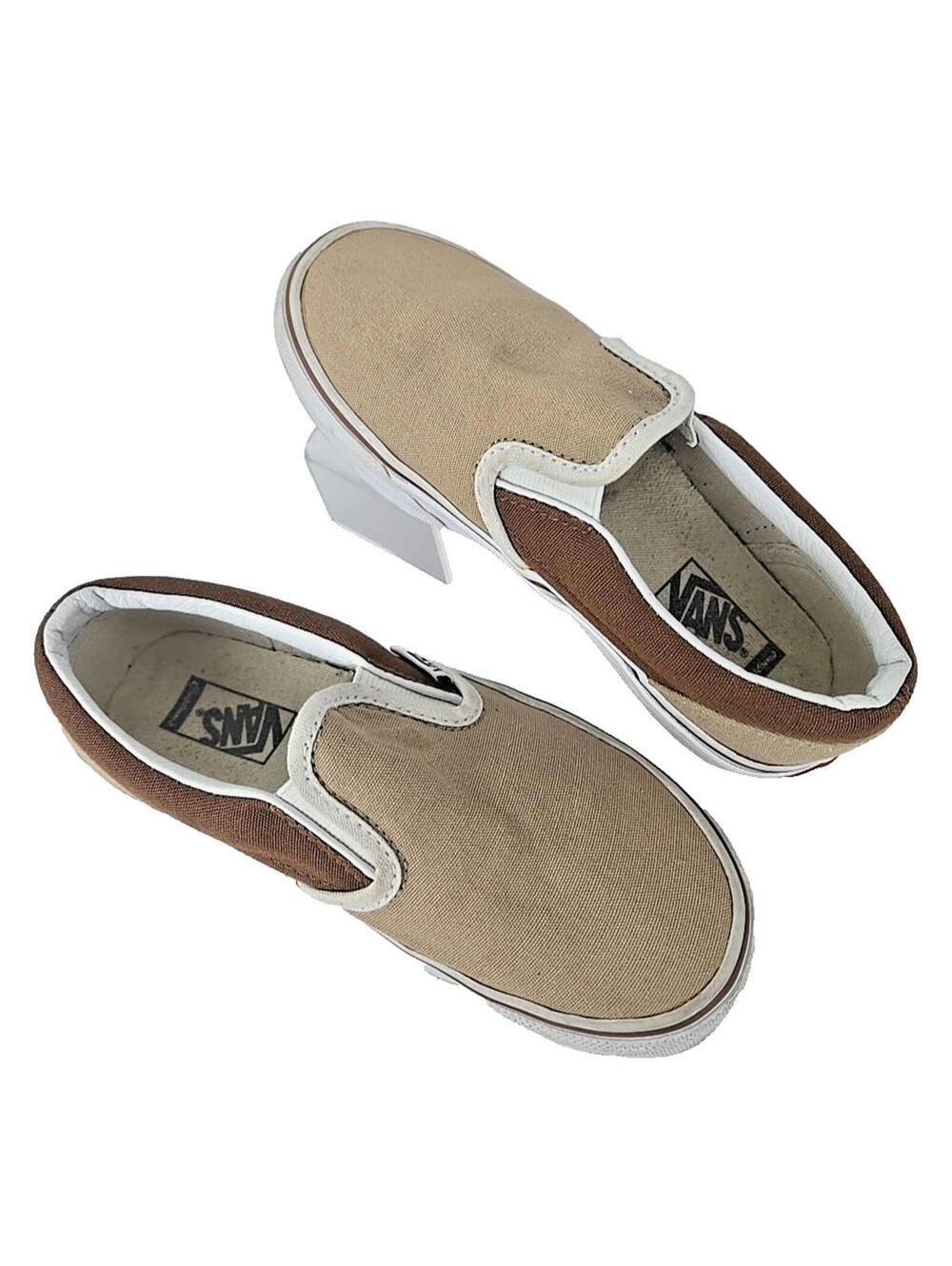 Vans Off The Wall Slip-On Tan Brown Kids Casual Canvas Slip On Sneakers Sz 12.5